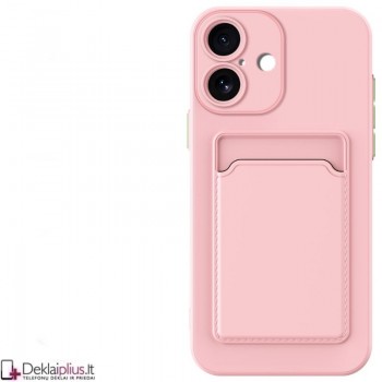 Guminis dėklas su kišenėle - rausvas (Apple Iphone 17)